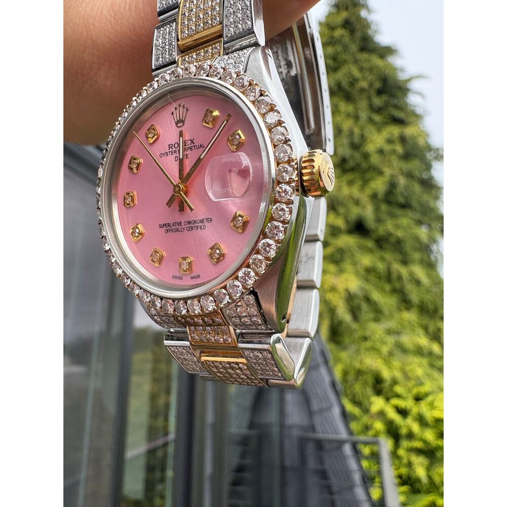 Authentic Rolex Oyster Perpetual Date 1500 34mm Buss Down Natural Diamond Watch - Picture 3 of 10